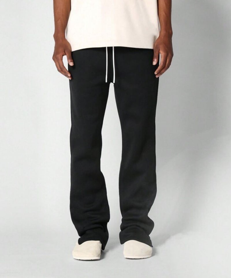 FLYNOFF Solid Black Premium Quality Relaxed Fit Track Pants with Drawstring All-Day Comfort - Image 1